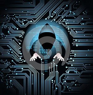 Cyber attack business concept. Anonymous hacker at the laptop computer Internet security. Darknet and cyber security concept