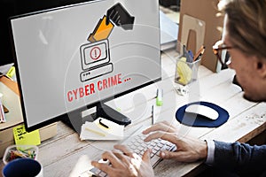 Cyber Attack Crime Fraud Hacker Security System Concept