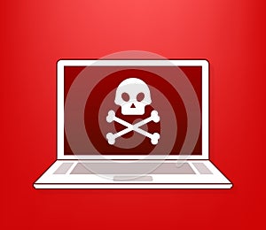 Cyber attack. Data Phishing with fishing hook, laptop, internet security. Vector stock illustration.