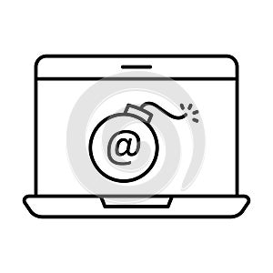 Cyber attack  Outline vector icon which can easily modify or edit