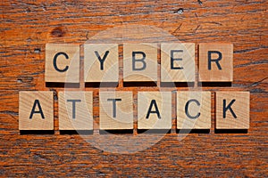 Cyber Attack, words as banner headline