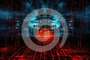 Cyber attacks abstract background with virtual hacks