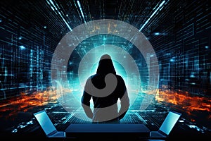 Cyber attacks abstract background with virtual hacks