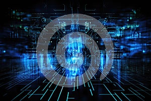 Cyber attacks abstract background with virtual hacks