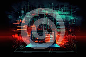 Cyber attacks abstract background with virtual hacks