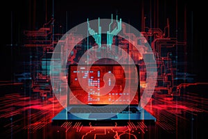 Cyber attacks abstract background with virtual hacks