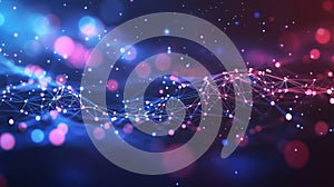 Cyber big data flow. Blockchain data fields. Network line connecting stream. Concept of AI technology, digital