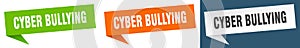 cyber bullying banner. cyber bullying speech bubble label set.