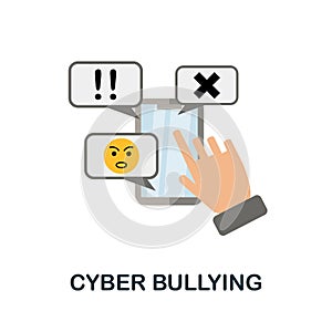 Cyber Bullying flat icon. Colored element sign from feedback collection. Flat Cyber Bullying icon sign for web design