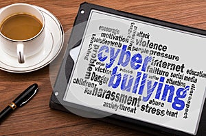 Cyber bullying word cloud photo