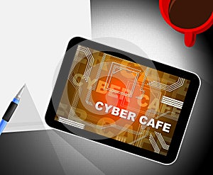 Cyber Cafe Free Internet Hotspot 2d Illustration