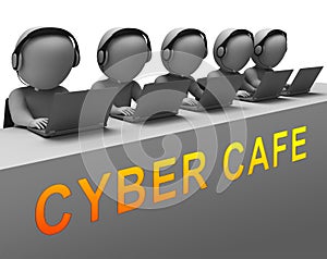 Cyber Cafe Free Internet Hotspot 3d Rendering