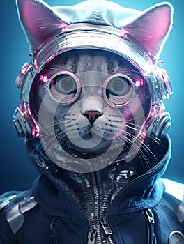 Cyber Cats: Unveiling AI\'s Striking Animal Fashion Portraits