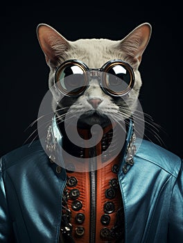 Cyber Cats: Unveiling AI\'s Striking Animal Fashion Portraits