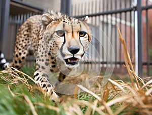 Cyber cheetah sprints urban park
