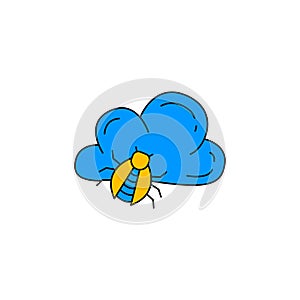 cyber cloud bug icon vector