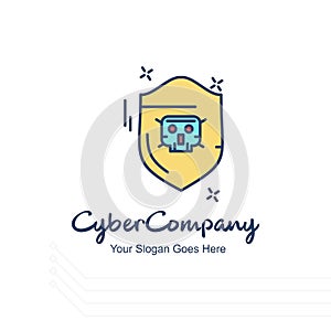 Cyber company sheild logo with white background and typography