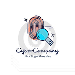 Cyber company thumb impression logo with white background and ty