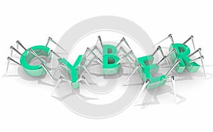 Cyber Compuer Digital Security Theft Letters Word 3d Illustration