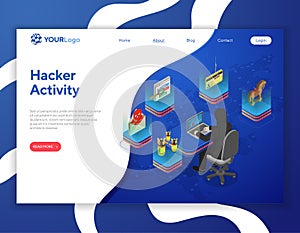Hacker Activity Isometric Concept