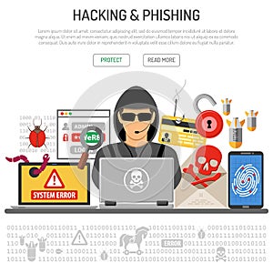 Cyber Crime, Hacking and Phishing Concept