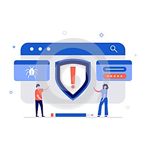 Cyber crime and internet criminal concept with characters. Modern vector illustration in flat style for landing page, mobile app,