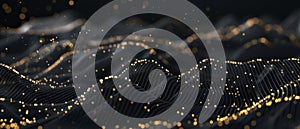 Cyber data abstract background, dark digital landscape with black surface and lights. Theme of network, future, secure connect,