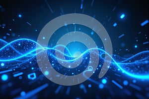 A cyber data wave with glowing blue light streaks and smooth motion effects ,generated AI