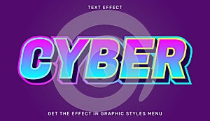 Cyber editable text effect in 3d style