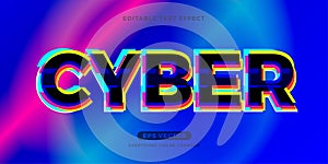 Cyber editable text effect vector