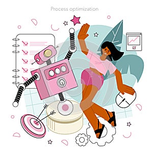 Cyber engineering concept. Robotics' constructing developing and setting