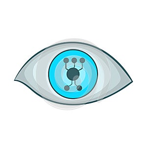Cyber eye icon, cartoon style