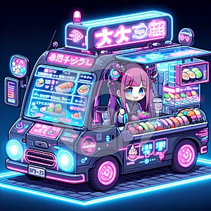 Cyber foodtruck anime photo