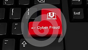 Cyber Fraud Rotation Motion On Computer Keyboard Button.