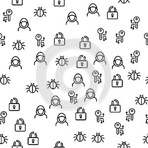 Cyber Hacker Activity Seamless Pattern Vector