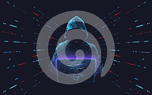 Cyber hacker attack concept. Abstract digital hacker man