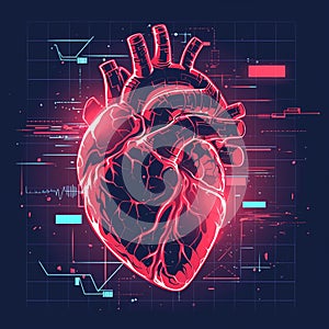 Cyber heart innovation Future medicine concept in vector style