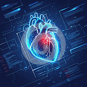 Cyber heart innovation Future medicine concept in vector style