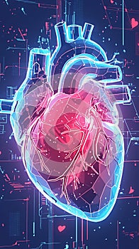 Cyber heart innovation Future medicine concept in vector style