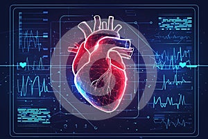 Cyber heart innovation Future medicine concept in vector style