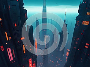 Cyber Heights,futuristic building,generative ai illustration photo