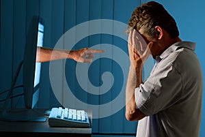 Cyber internet computer bullying man