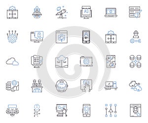 Cyber liquid line icons collection. Cyber, Liquid, Data, Technology, Security, Encryption, Firewall vector and linear photo