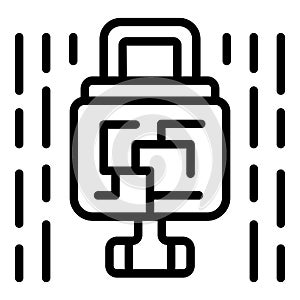 Cyber lock icon outline vector. Secure key
