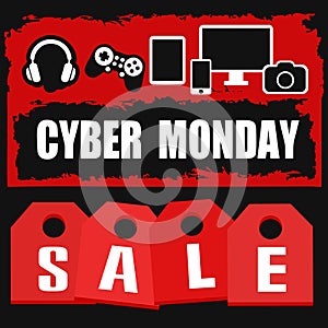 Cyber monday, Big Sale, creative template on flat design