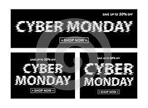 Cyber monday black banners. Vector different proportion banners