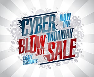 Cyber monday blow out sale vector poster