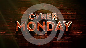 Cyber Monday cartoon text on wood