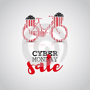 Cyber monday design simple sale with shopping bike barcode. Sale