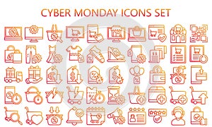 Cyber Monday gradient outline Icons Pack